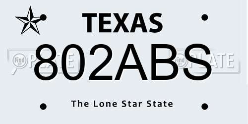 802ABS Texas License Plate