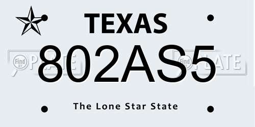 802AS5 Texas License Plate