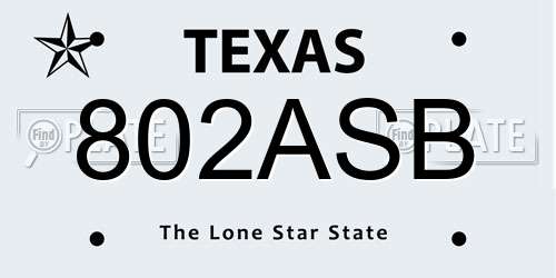802ASB Texas License Plate
