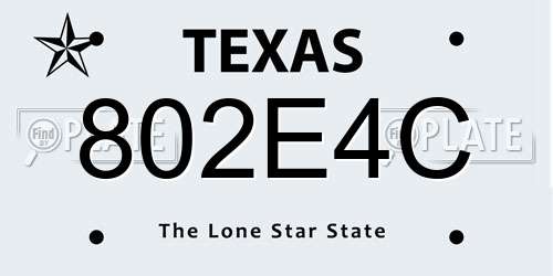 802E4C Texas License Plate