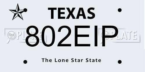 802EIP Texas License Plate