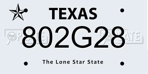 802G28 Texas License Plate