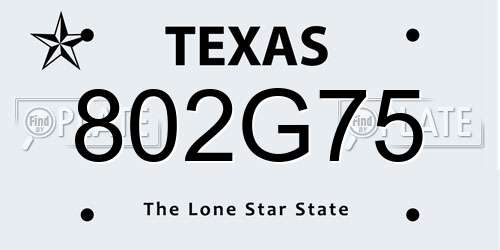802G75 Texas License Plate