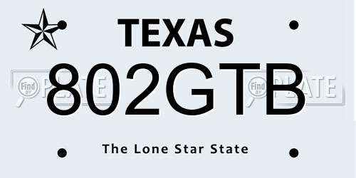 802GTB Texas License Plate
