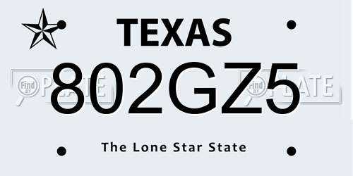 802GZ5 Texas License Plate