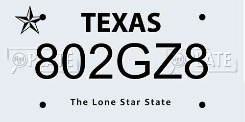 802GZ8 Texas License Plate
