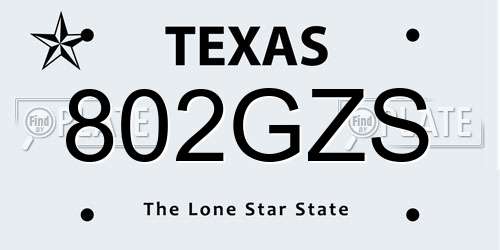 802GZS Texas License Plate