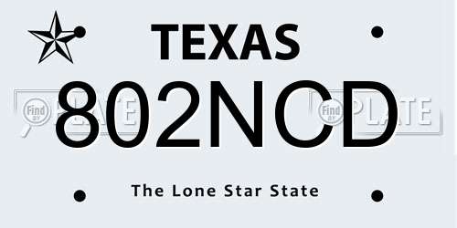 802NCD Texas License Plate