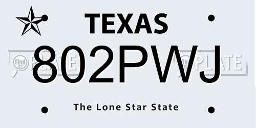 802PWJ Texas License Plate