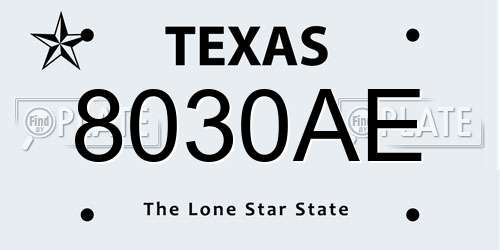 8030AE Texas License Plate