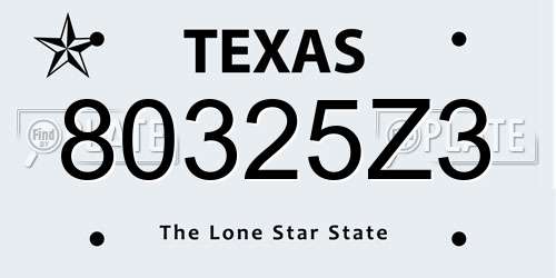 80325Z3 Texas License Plate