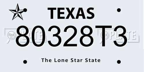 80328T3 Texas License Plate