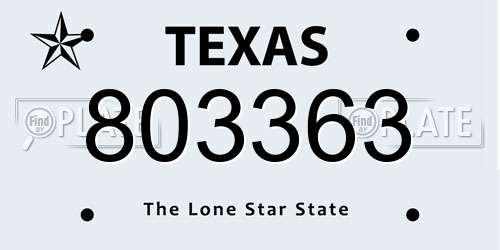 803363 Texas License Plate