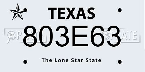803E63 Texas License Plate