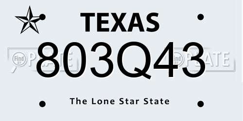 803Q43 Texas License Plate