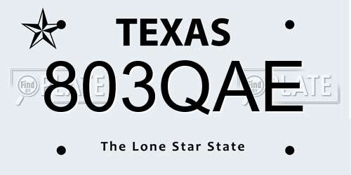 803QAE Texas License Plate