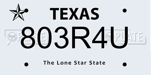 803R4U Texas License Plate