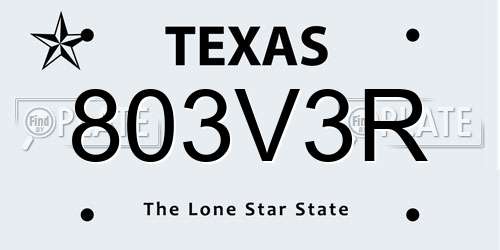 803V3R Texas License Plate