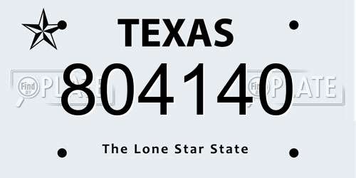 804140 Texas License Plate