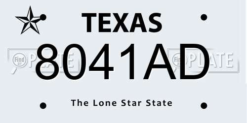 8041AD Texas License Plate
