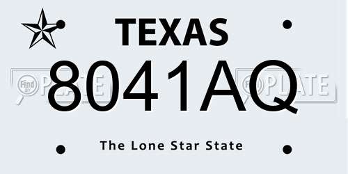 8041AQ Texas License Plate