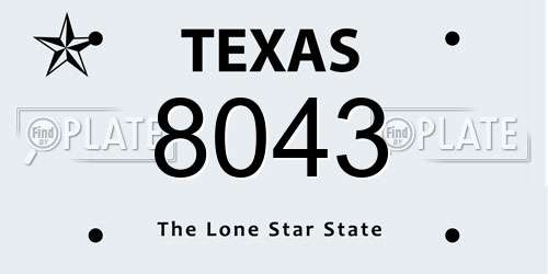 8043 Texas License Plate