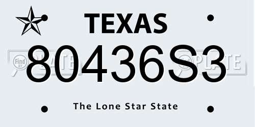 80436S3 Texas License Plate