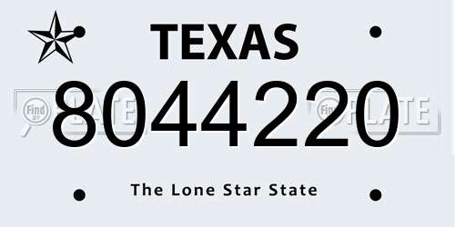 8044220 Texas License Plate