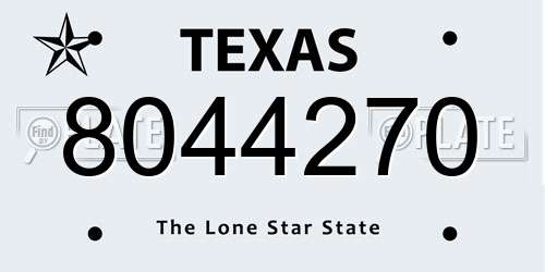 8044270 Texas License Plate