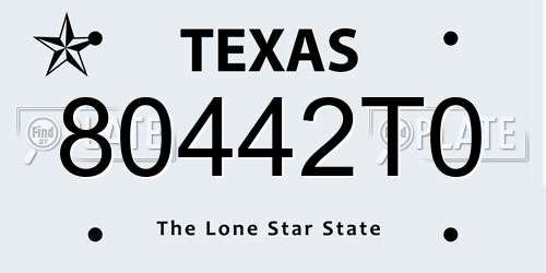 80442T0 Texas License Plate