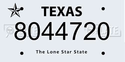8044720 Texas License Plate