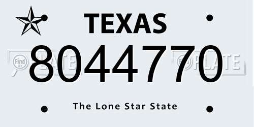 8044770 Texas License Plate