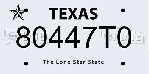 80447T0 Texas License Plate