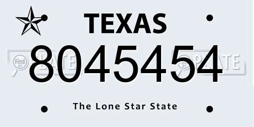 8045454 Texas License Plate