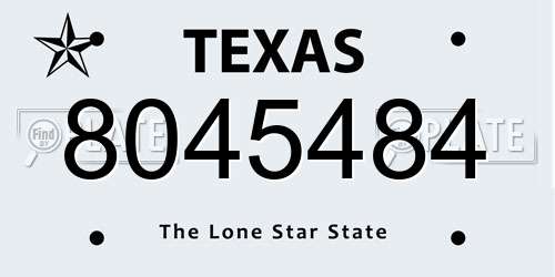 8045484 Texas License Plate