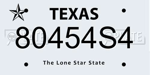 80454S4 Texas License Plate