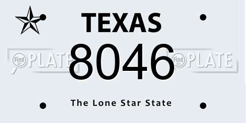 8046 Texas License Plate