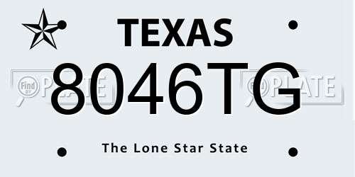 8046TG Texas License Plate