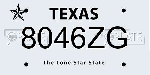 8046ZG Texas License Plate