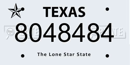 8048484 Texas License Plate