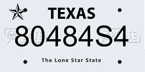 80484S4 Texas License Plate