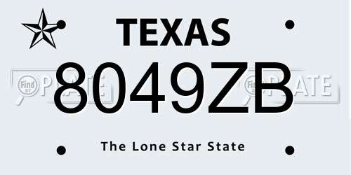 8049ZB Texas License Plate