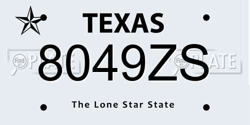 8049ZS Texas License Plate