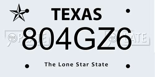 804GZ6 Texas License Plate