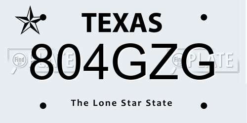 804GZG Texas License Plate