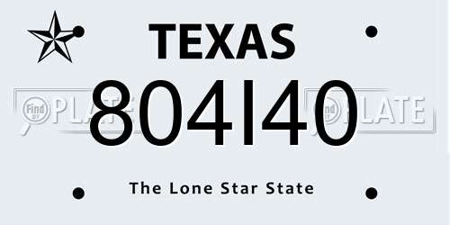 804I40 Texas License Plate