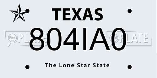 804IA0 Texas License Plate
