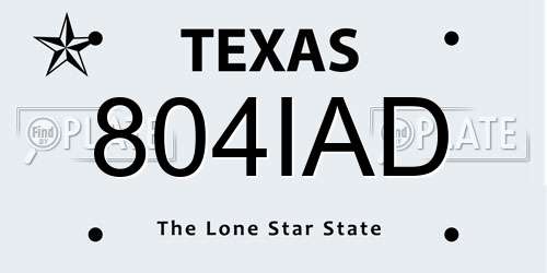 804IAD Texas License Plate