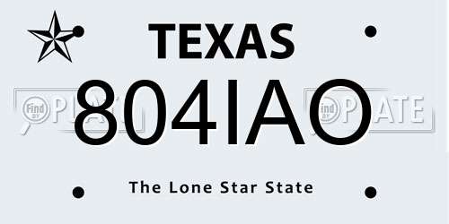 804IAO Texas License Plate