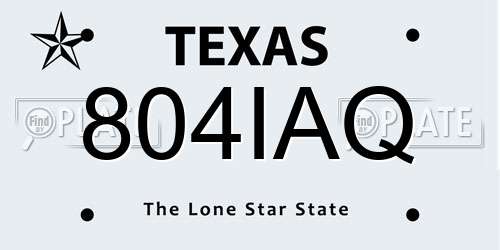 804IAQ Texas License Plate